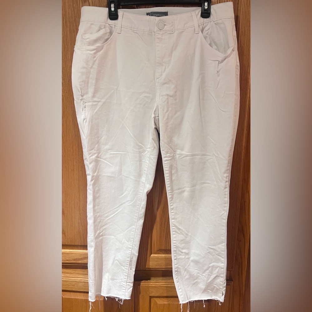 Wit & Wisdom 'Ab'Solution CoolMax High Waist Raw Hem Skinny Jeans White Size 18W - Picture 2 of 10